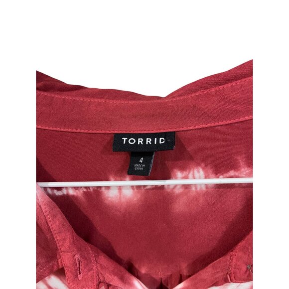Torrid Lizzie Rayon Long Sleeve Shirt Cherry Red Size 4 (18/20) - Picture 3 of 16